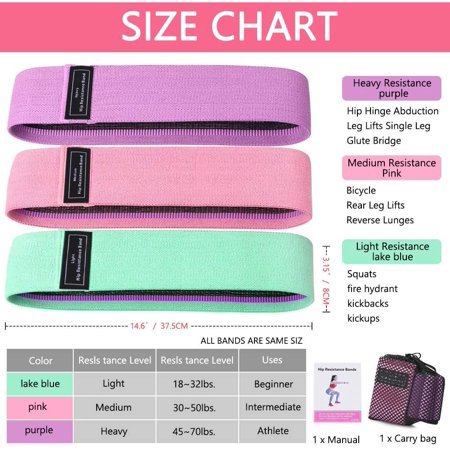 3 Set Fabric Resistance Bands