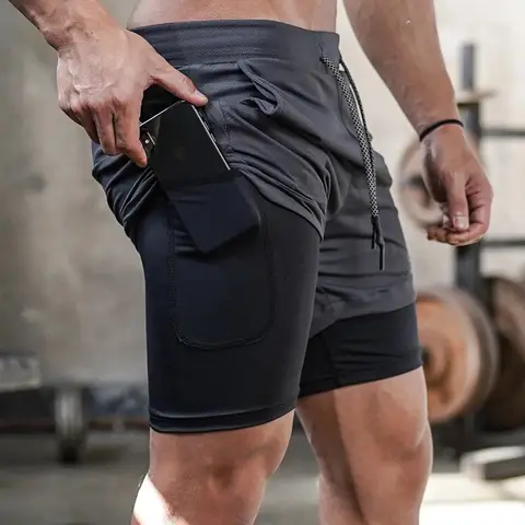 2 in 1 Breathable Workout Gym Shorts