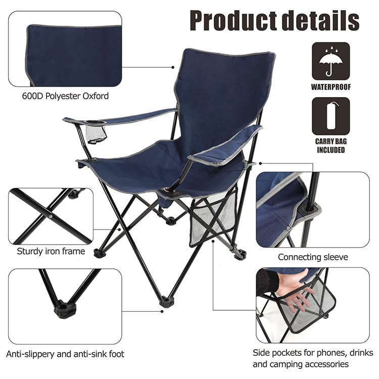 Camping Chairs Folding Arm Foldable Portable Outdoor Picnic Chair