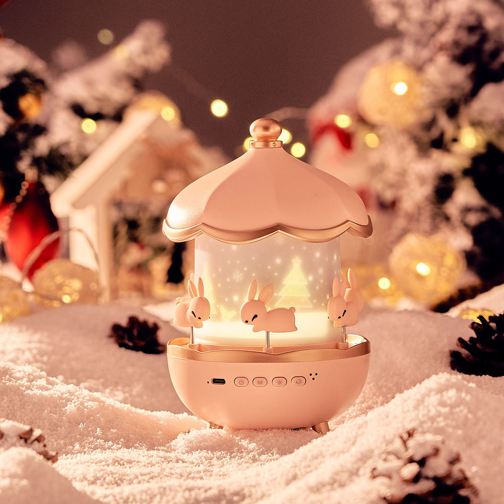 Bunny’s Carousel Night Light Projector for Kids Room,Rabbits 6 Film,Baby Night Light Projector,USB Cable,360 Rotating