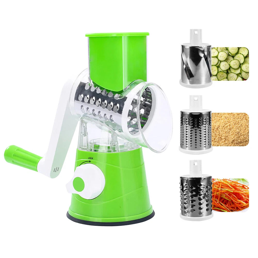 3 in 1 Vegetable Chopper - Drum Style Cutter, Slicer & Chopper