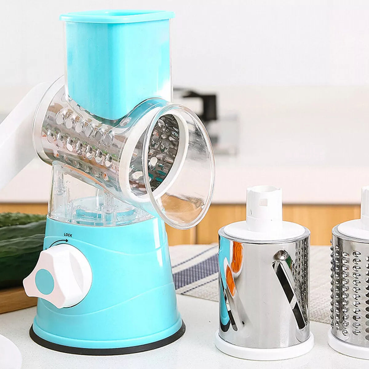 3 in 1 Vegetable Chopper - Drum Style Cutter, Slicer & Chopper