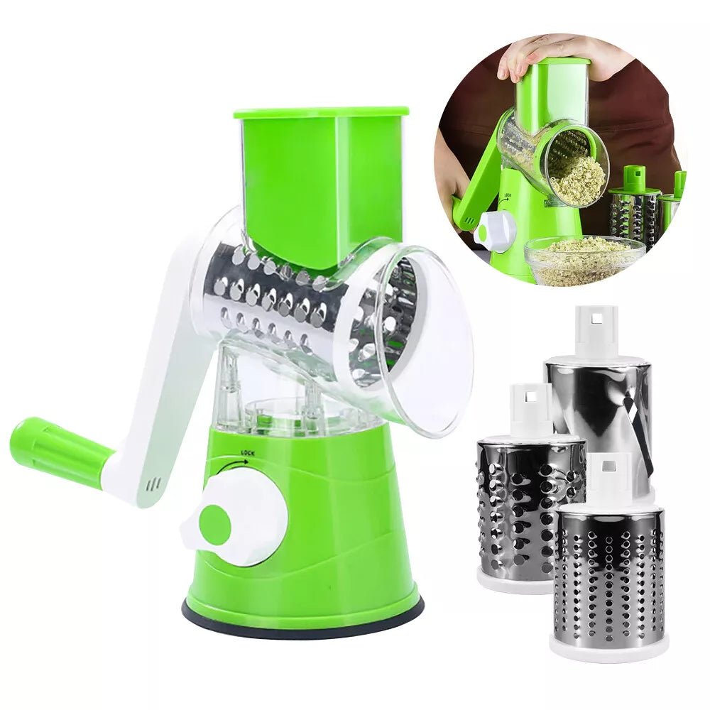 3 in 1 Vegetable Chopper - Drum Style Cutter, Slicer & Chopper