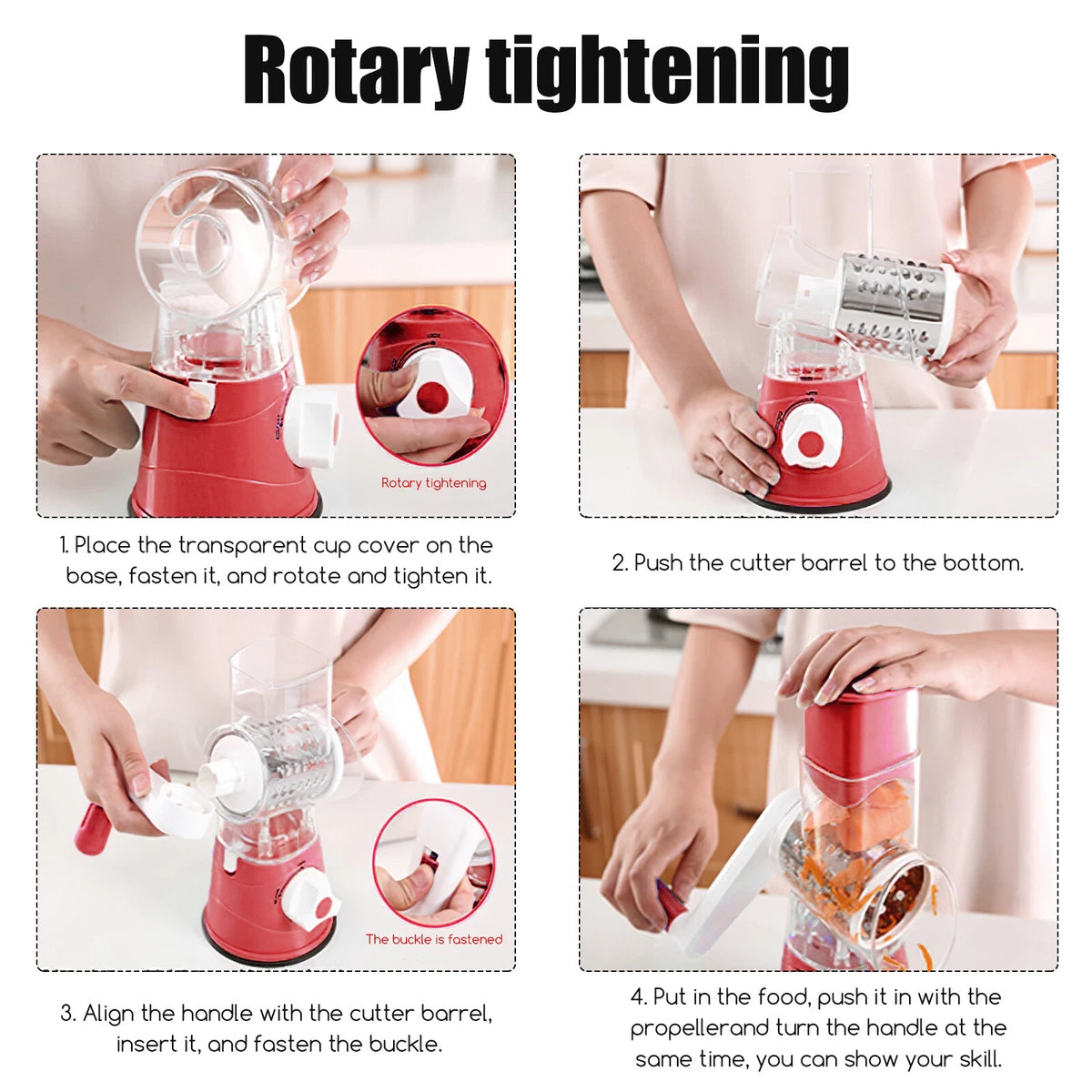 3 in 1 Vegetable Chopper - Drum Style Cutter, Slicer & Chopper