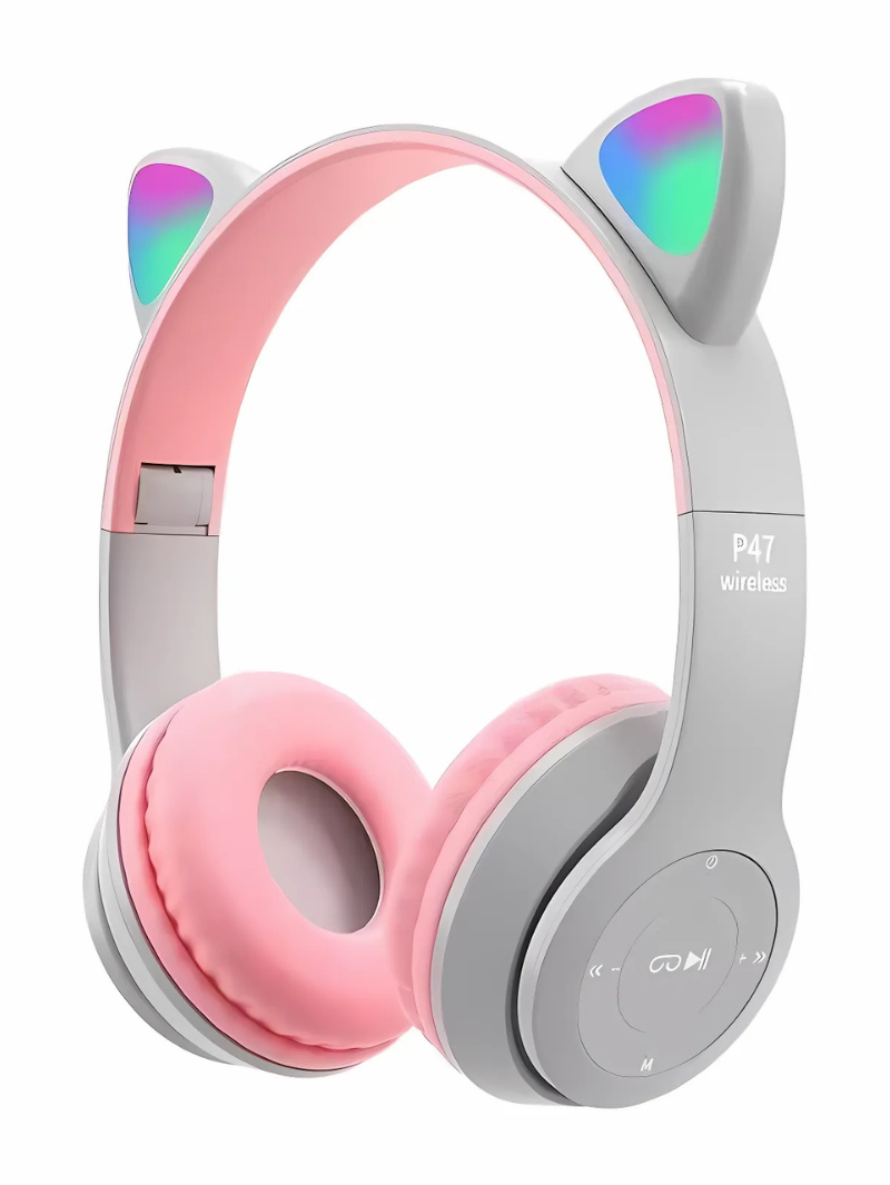 Cute Cat Ear Wireless Bluetooth Headphones β Foldable & Stylish