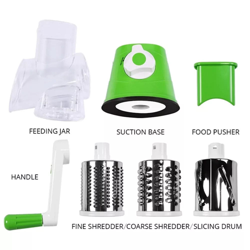 3 in 1 Vegetable Chopper - Drum Style Cutter, Slicer & Chopper