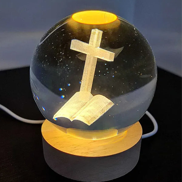 3D Crystal Bible & Cross LED Night Lamp โจ