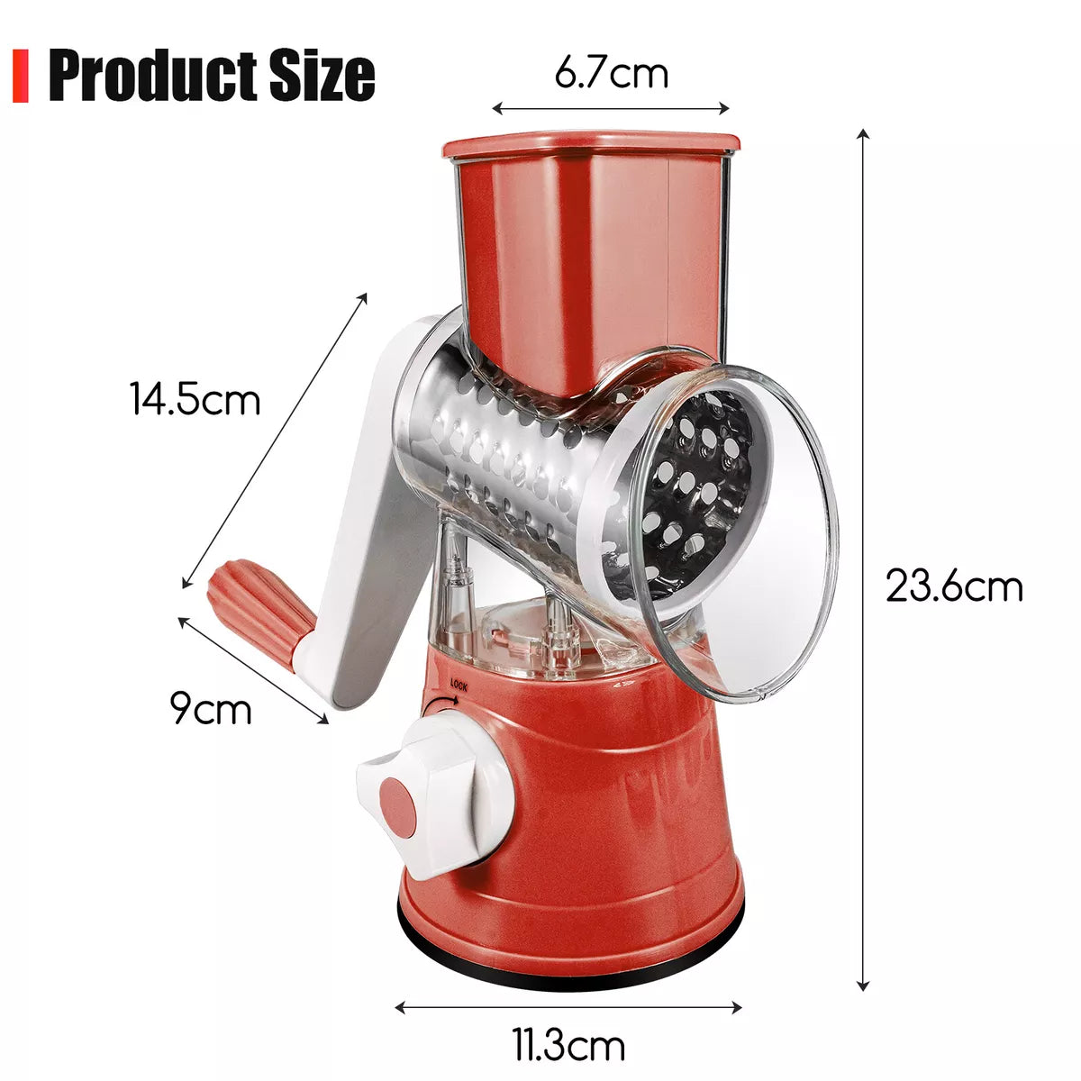 3 in 1 Vegetable Chopper - Drum Style Cutter, Slicer & Chopper
