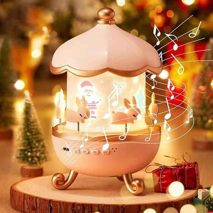 Bunny’s Carousel Night Light Projector for Kids Room,Rabbits 6 Film,Baby Night Light Projector,USB Cable,360 Rotating
