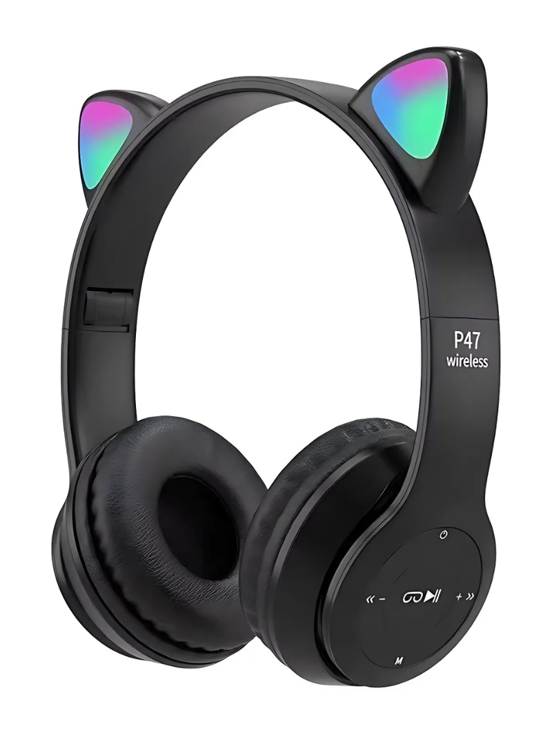 Cute Cat Ear Wireless Bluetooth Headphones β Foldable & Stylish