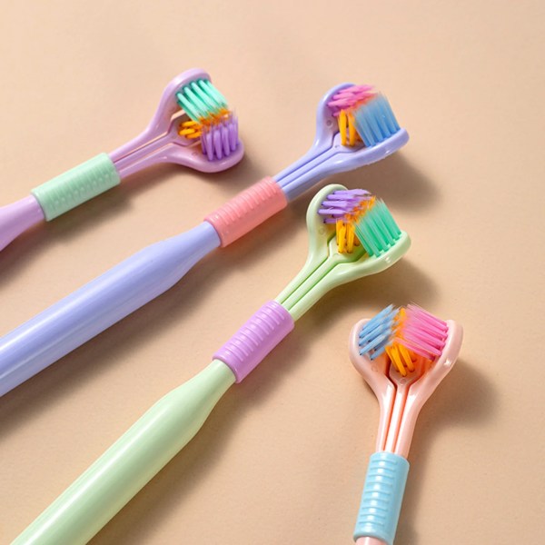 Three-Sided Toothbrush Ultra Fine & Soft with Tongue Scraper