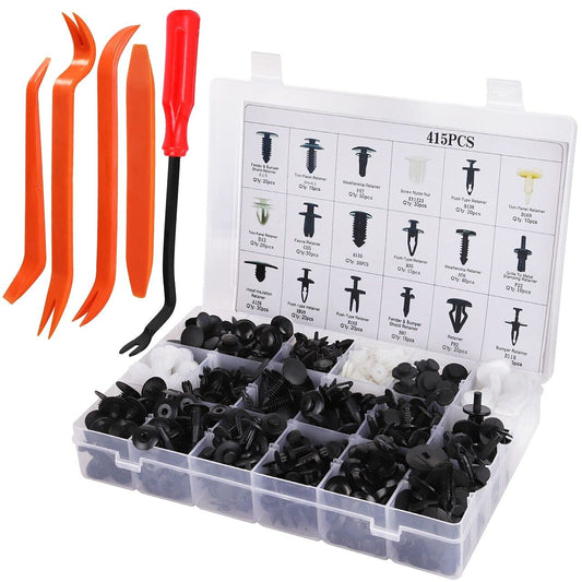 Car Plastic Fasteners Kit 415pcs with Fastener Remover