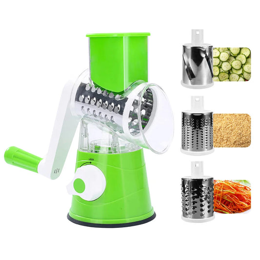 3 in 1 Vegetable Chopper - Drum Style Cutter, Slicer & Chopper