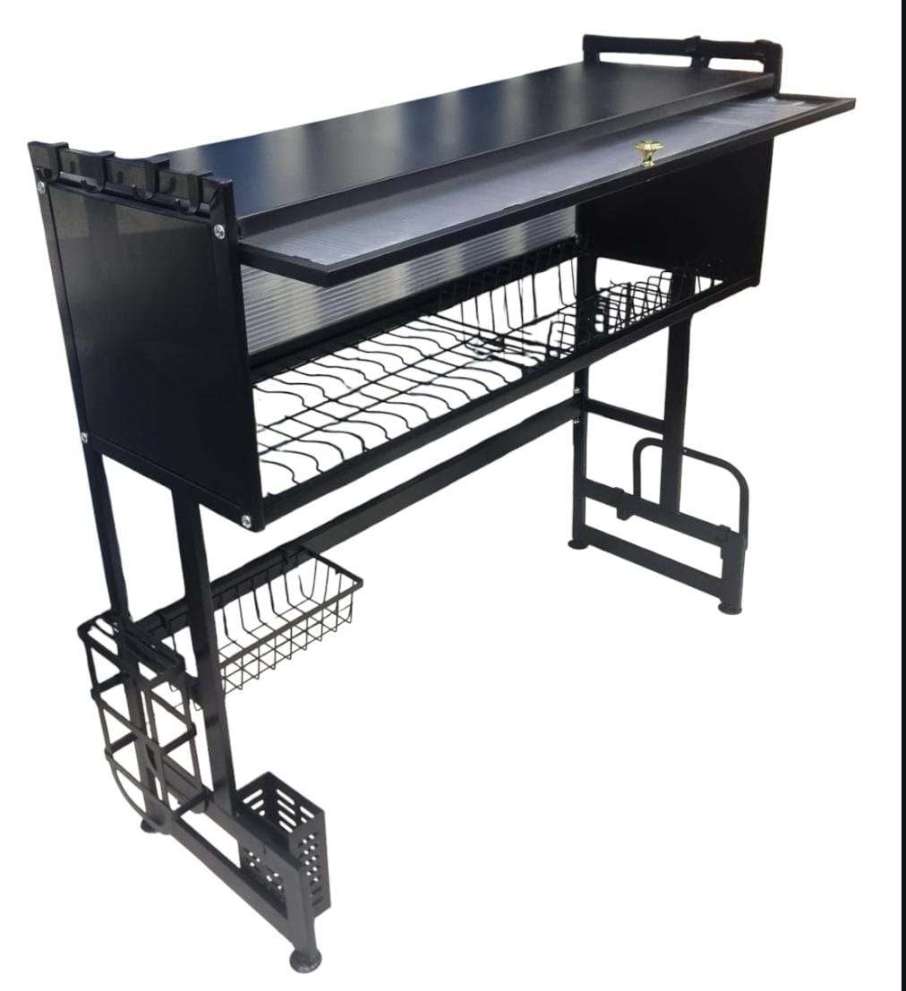 3-Tier Over-the-Sink Dish Drainer Rack with Cover Space-Saving Kitchen Organizer