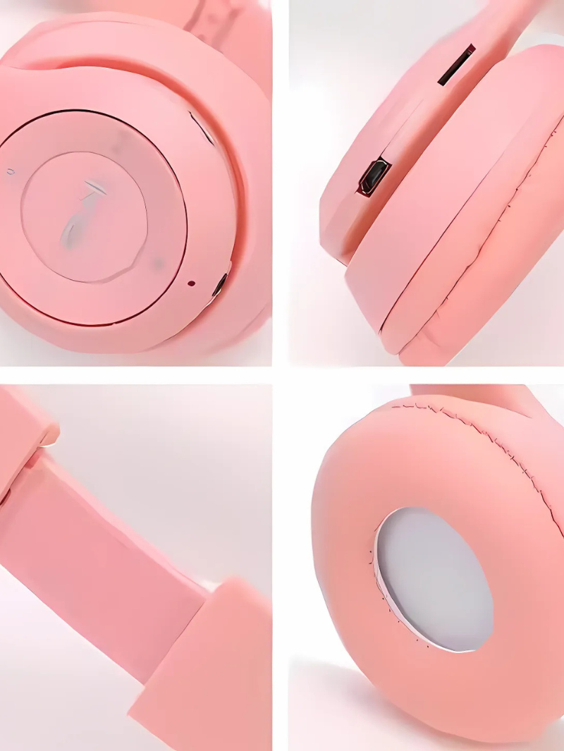 Cute Cat Ear Wireless Bluetooth Headphones – Foldable & Stylish