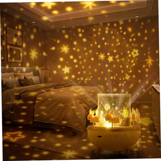 Bunny’s Carousel Night Light Projector for Kids Room,Rabbits 6 Film,Baby Night Light Projector,USB Cable,360 Rotating